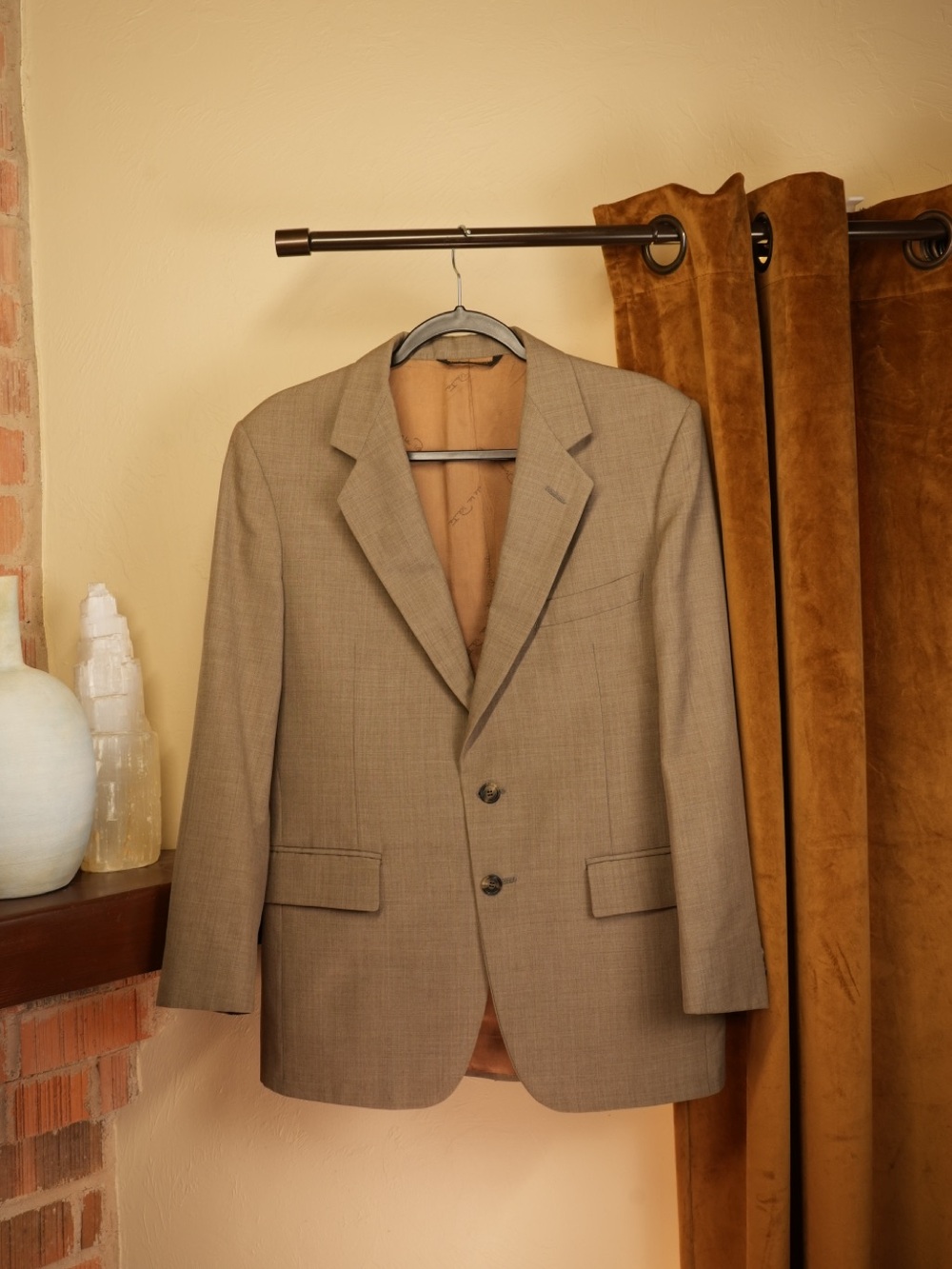 Oscar de la Renta Men’s Taupe Blazer Sport Coat 2 Button